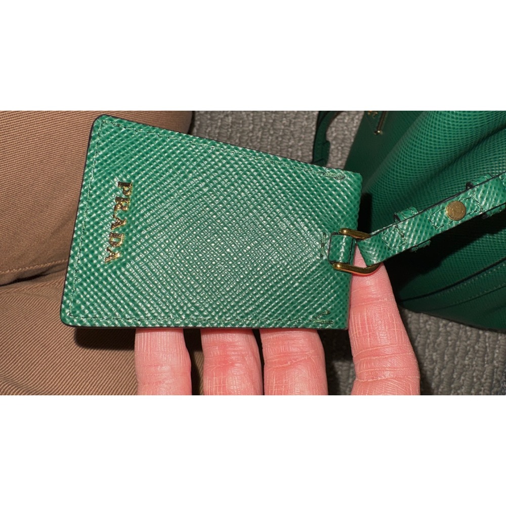 Prada Saffiano Leather Bucket Bag Green Gold Hardware Crossbody 1BE032 - Picture 8 of 10